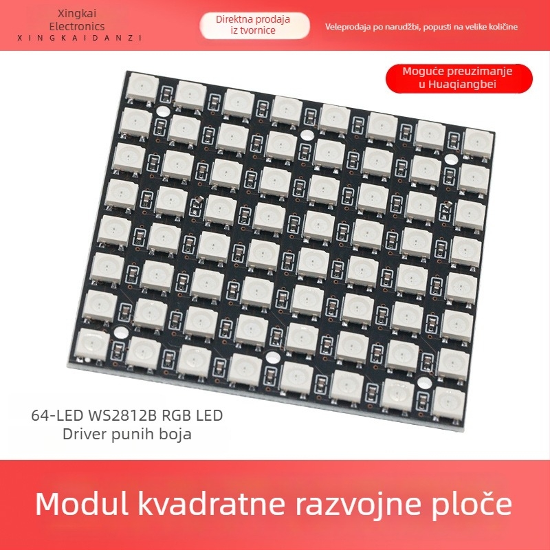 Razvojna ploča s 64-bitnim WS2812 5050 RGB LED-om i integriranim upravljačem za sve boje