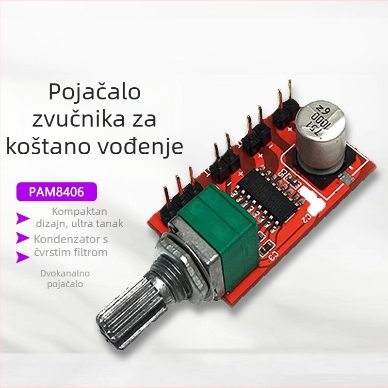 PAM8406 Bone Conduction Speaker modul pojačala, digitalni pojačivač s regulacijom glasnoće, dvokanalni 2x5W
