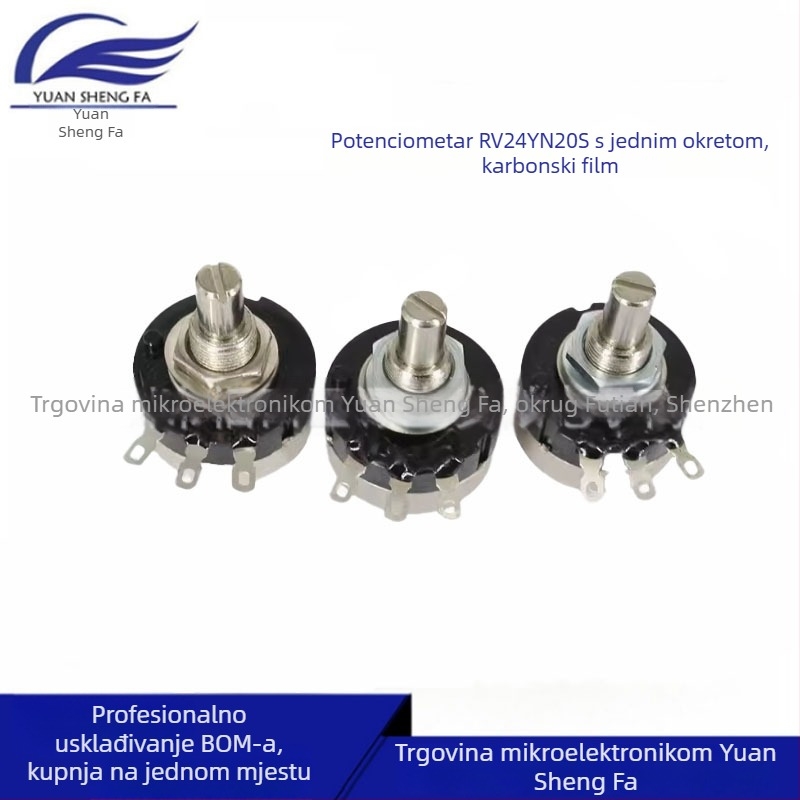 RV24YN20S potenciometar, karbonski film, jedan obrtaj, B102/B202/B502/B103/B203/B104