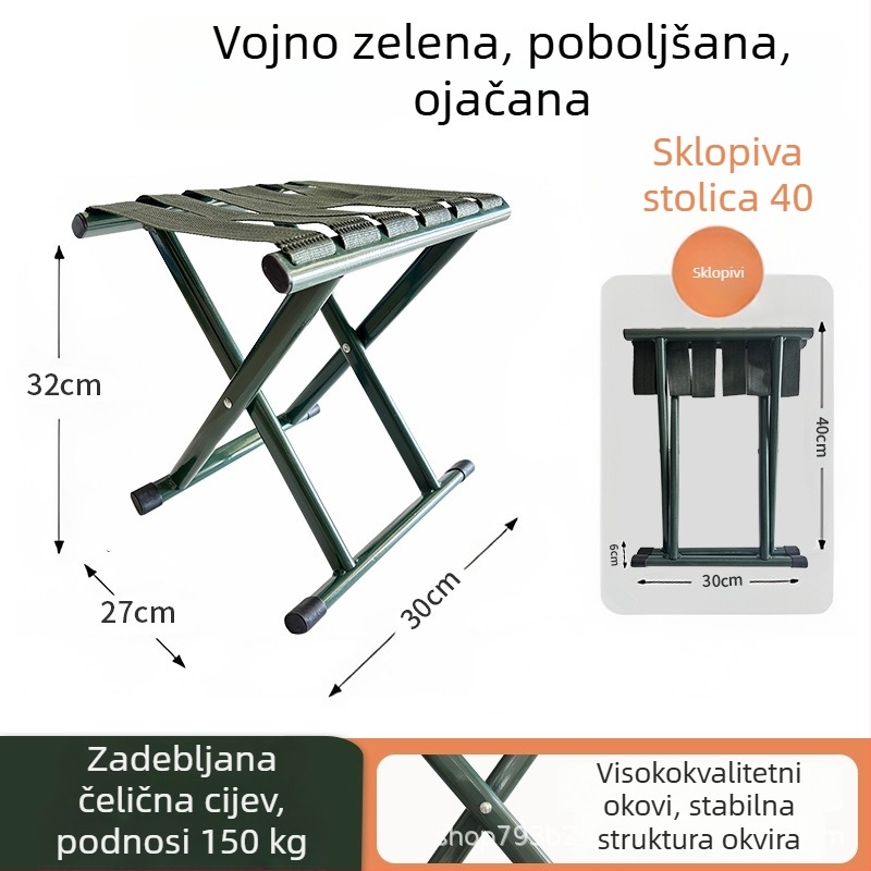 Prijenosna ribolovna stolica bez naslona, kompaktna sklopiva stolica s držačem za vanjsku rekreaciju