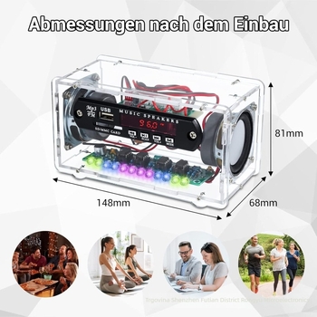 Bluetooth zvučni set s FM radiom, audio s utorom za karticu, LED indikator razine glasa, dijelovi od akrilnog kućišta