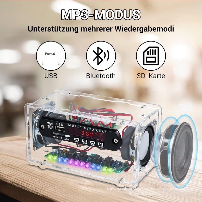 Bluetooth zvučni set s FM radiom, audio s utorom za karticu, LED indikator razine glasa, dijelovi od akrilnog kućišta