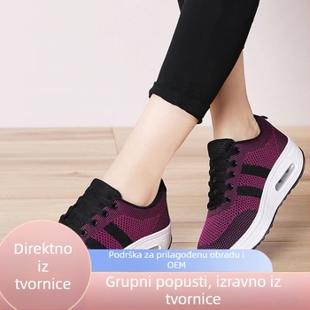 Ženske Flyknit tenisice s zračnim jastukom, proljetne 2024 casual obuća, modne s debelom potplatom za povećanje visine, rocking cipele