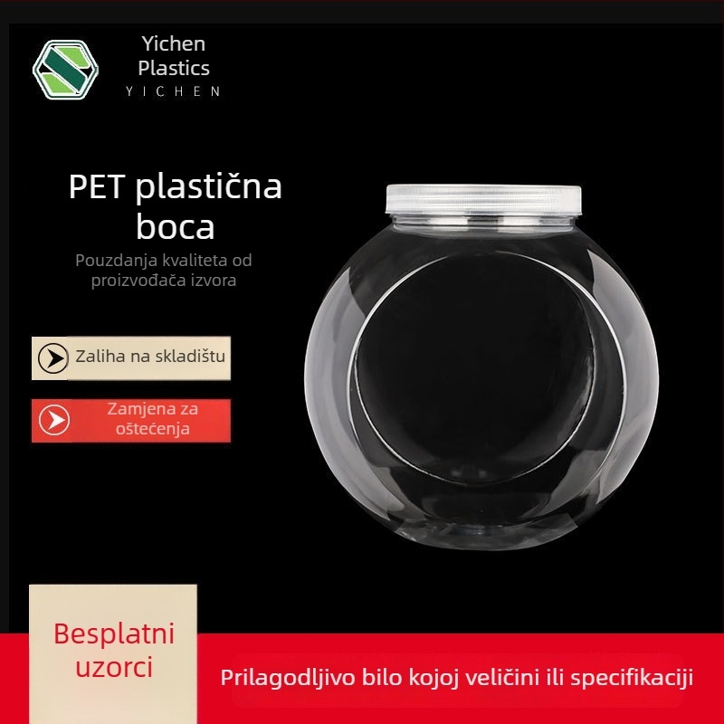 Prilagodljiva okrugla prozirna PET plastična posuda za hranu s poklopcem, pogodna za orašaste plodove i slatkiše