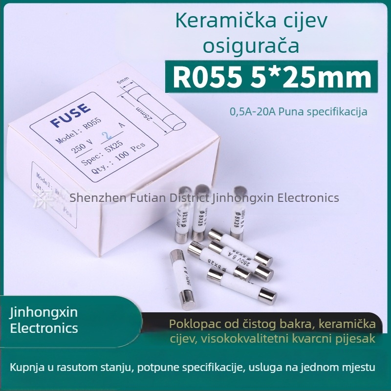 Keramički osigurač cijev RO55, jezgro R055, dimenzije 5×25 mm