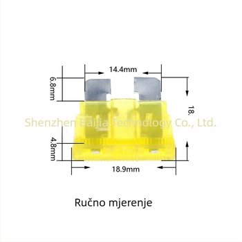 Kutija od 100 šarenih auto osigurača tipa pločasti, srednje veličine, 19x5x18.5 mm, cink