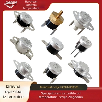 KSD301 temperaturni regulator, 10A, za sušnu komoru i parni uređaj za odjeću – zaštita od pregrijavanja