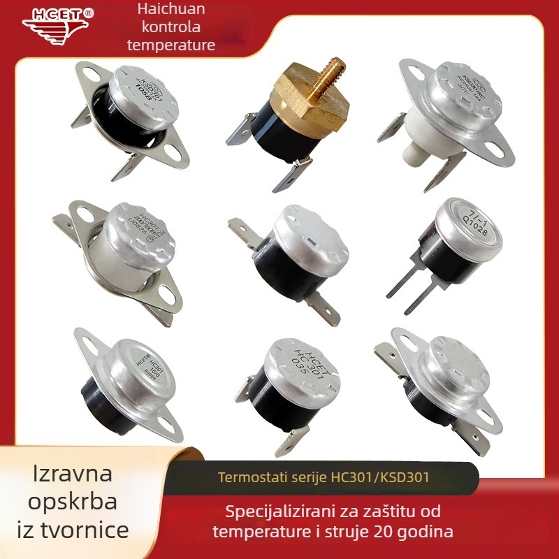 KSD301 temperaturni regulator, 10A, za sušnu komoru i parni uređaj za odjeću – zaštita od pregrijavanja