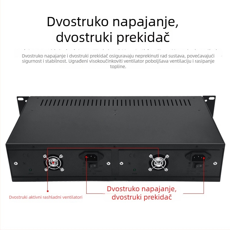 2U 14‑stupanjski optički transceiver, napajanje i upravljanje u racku