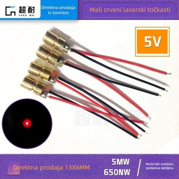 5V crvena laserska glava u obliku točke, laserski modul 6×13 mm, 650 nm, 5 mW, laserski indikator pozicioniranja