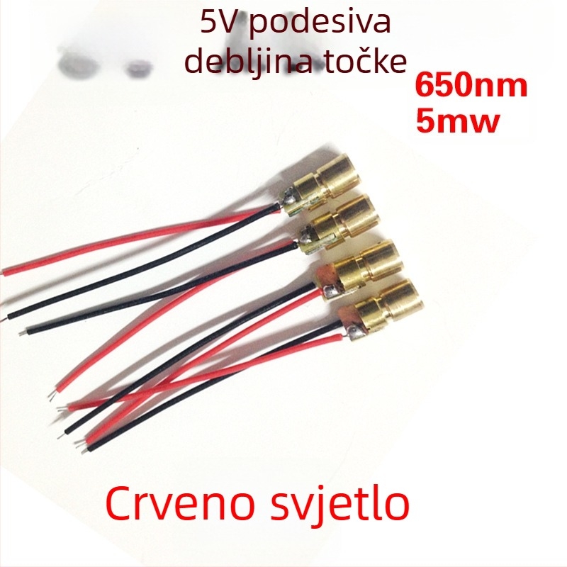 5V crvena laserska glava u obliku točke, laserski modul 6×13 mm, 650 nm, 5 mW, laserski indikator pozicioniranja