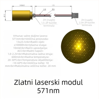 571 nm zlatni laserski modul za olovku i baterijsku svjetiljku, LED modul visoke svjetline i stabilnosti
