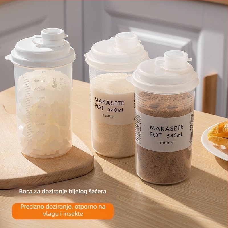 Zatvorene posude za šećer s dozirnim bočicama, cilindrične PET posude (301–500 ml) za bijeli šećer, smeđi šećer, kristalni šećer i skladištenje škroba