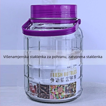 Staklena posuda za pohranu s kariranim uzorkom, debelo staklo, za žitarice, namirnice i med, velika zapremina, bez olova