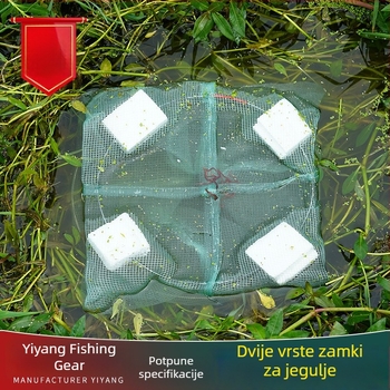 Sklopiva plutajuća ribolovna klopka s mrežicama za škampi i manje ribe, ručna bacna mreža