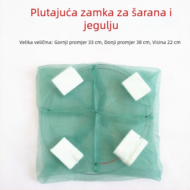 Sklopiva plutajuća ribolovna klopka s mrežicama za škampi i manje ribe, ručna bacna mreža