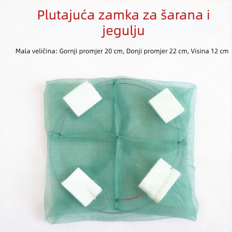 Sklopiva plutajuća ribolovna klopka s mrežicama za škampi i manje ribe, ručna bacna mreža