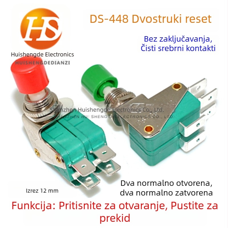 DS438-448 dvostruki prekidač, mikro prekidač, prekidač limita, prekidač s gumbom promjera 12 mm KW3-103