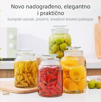 Novi stil ugraviranog debelog staklenog spremnika za pohranu, kiseli krastavci, čaj, slatkiši i kuhinjsku organizaciju