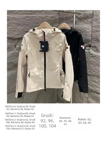 Ženska outdoor jakna u slim-fit kroju, s kapuljom, gumiranim stojećim ovratnikom i Softshell vjetrovka