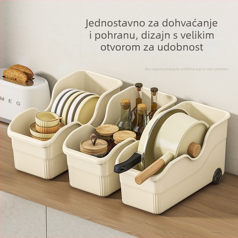 Kutija za skladištenje u ormariću s kotačićima, bez poklopca, velika kapaciteta, višenamjenski kuhinjski organizator