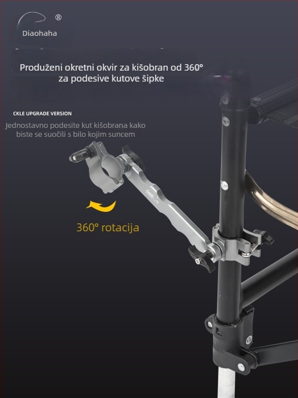Prošireni držač kišobrana za ribarsku stolicu, aluminijsko-magnezijska legura, europski stil dizajna viteškog kočija, dodaci za držač kišobrana