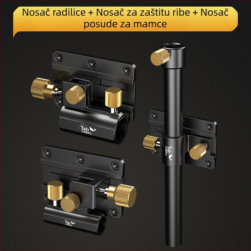 Tab pribor za kutiju za pecanje – komplet: kutni nosač za štap, univerzalni nosač štapova, nosač velike posude za mamce, nosač zaštite riba