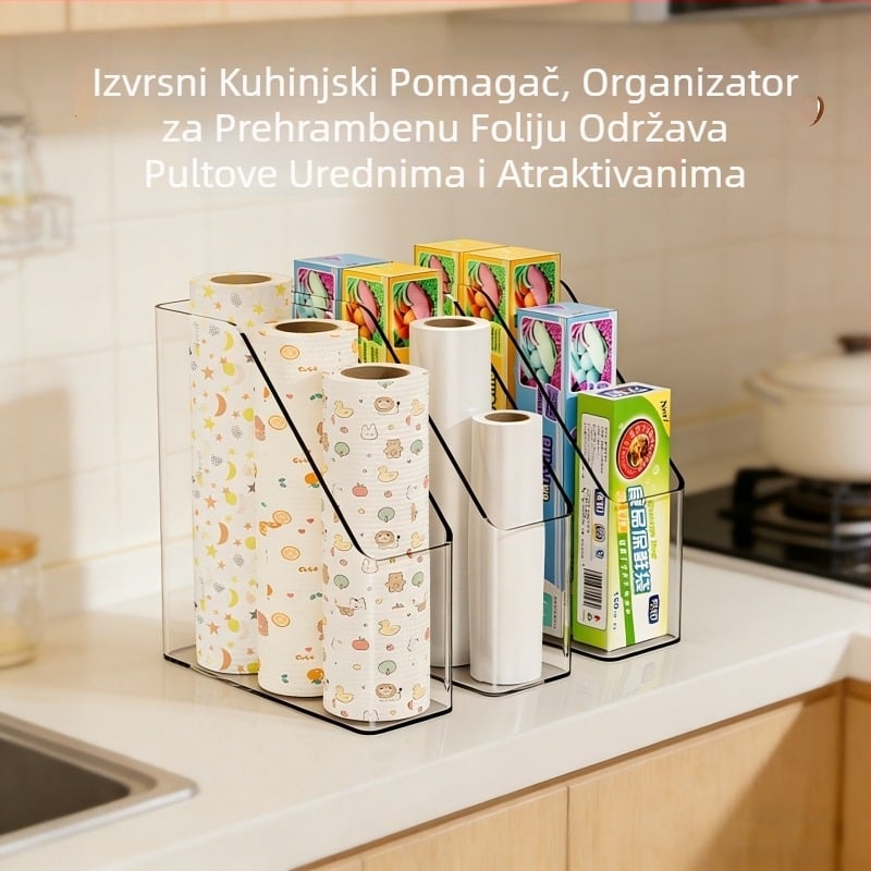 Stalak za pohranu plastične folije u kuhinjskom ormariću, proziran organizator za plastične vrećice i vreće za smeće