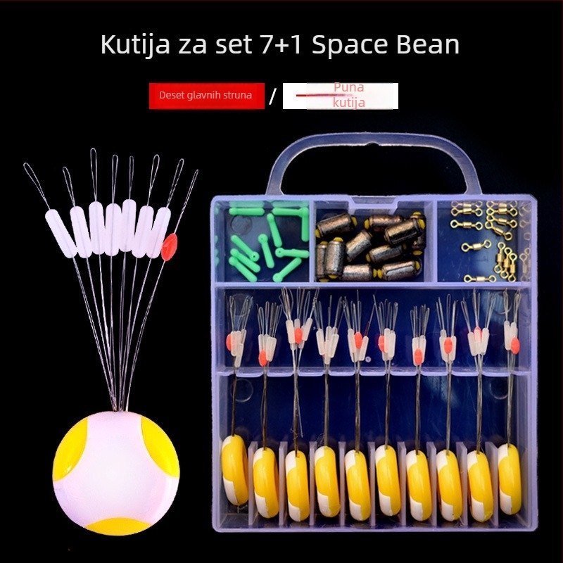 Silikonska kutija za ribolov sa Space Bead setom – velike i male veličine, potpuno opremljenje za ribarsku liniju
