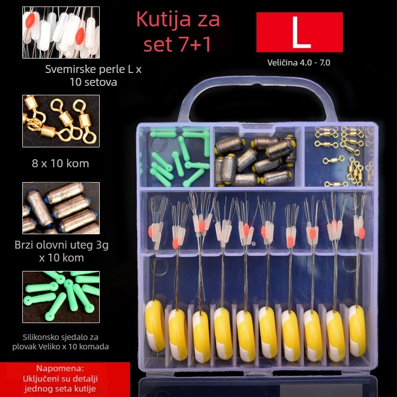 Silikonska kutija za ribolov sa Space Bead setom – velike i male veličine, potpuno opremljenje za ribarsku liniju