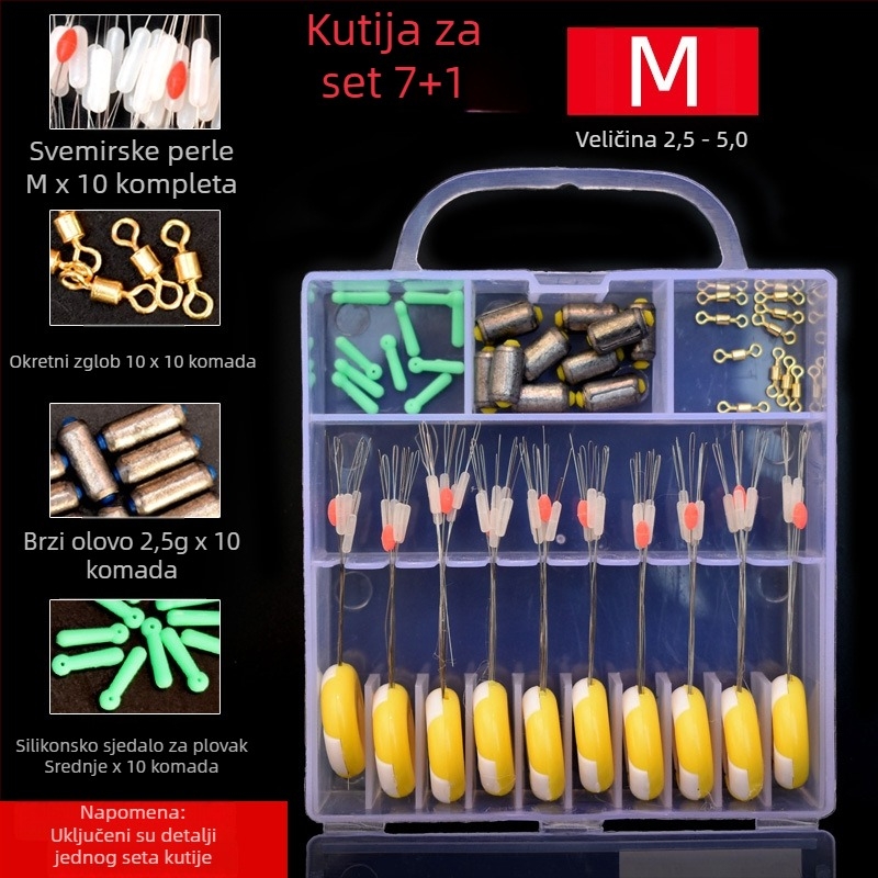 Silikonska kutija za ribolov sa Space Bead setom – velike i male veličine, potpuno opremljenje za ribarsku liniju