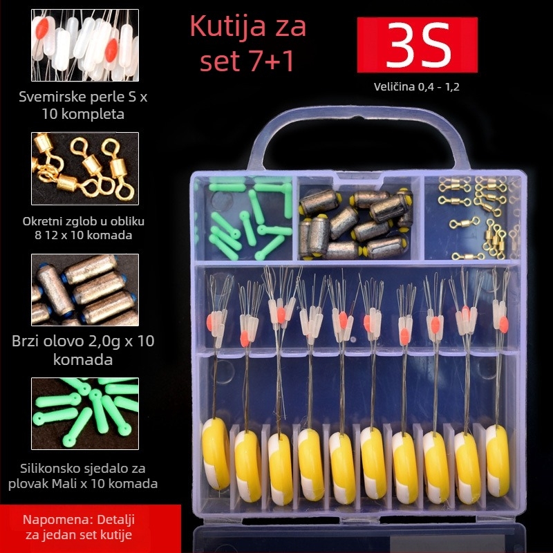 Silikonska kutija za ribolov sa Space Bead setom – velike i male veličine, potpuno opremljenje za ribarsku liniju