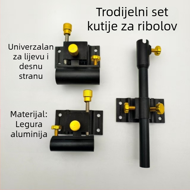 Trokomponentna aluminijska kutija za ribolov, set s ladicom za mamce, zaštitom za ribe i nosačem