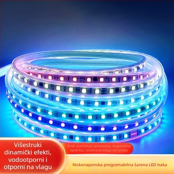 24V RGB LED trak sa silikonskim premazom, programabilan, za vanjsku upotrebu, vodootporan, efekt tekuće svjetlosti, regulacija svjetline