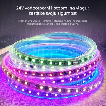 24V RGB LED trak sa silikonskim premazom, programabilan, za vanjsku upotrebu, vodootporan, efekt tekuće svjetlosti, regulacija svjetline