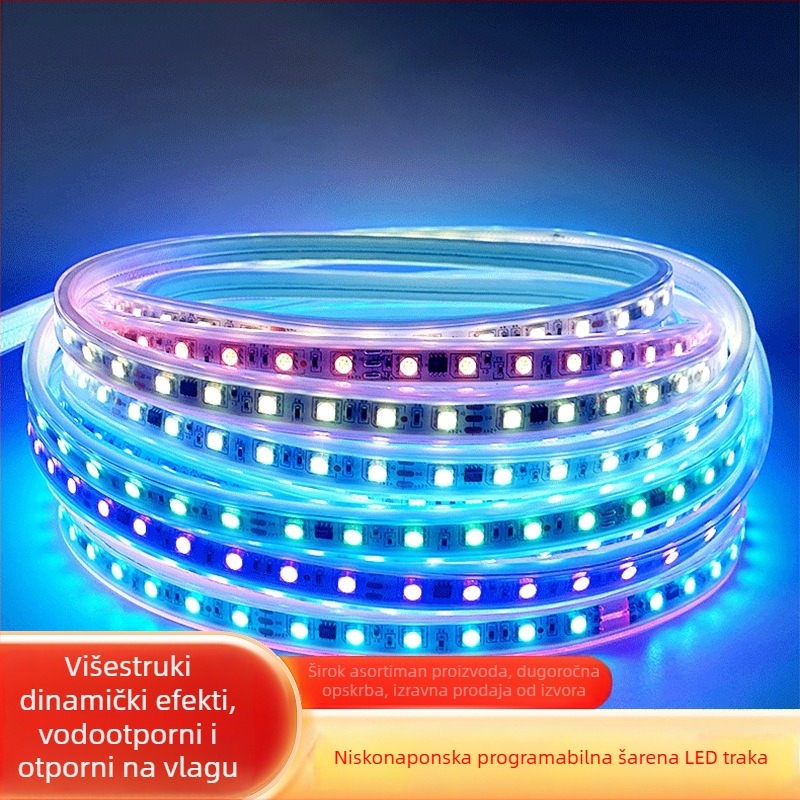 24V RGB LED trak sa silikonskim premazom, programabilan, za vanjsku upotrebu, vodootporan, efekt tekuće svjetlosti, regulacija svjetline