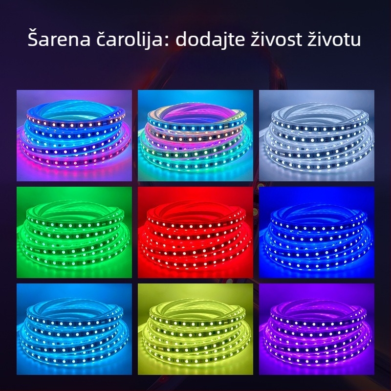 24V RGB LED trak sa silikonskim premazom, programabilan, za vanjsku upotrebu, vodootporan, efekt tekuće svjetlosti, regulacija svjetline