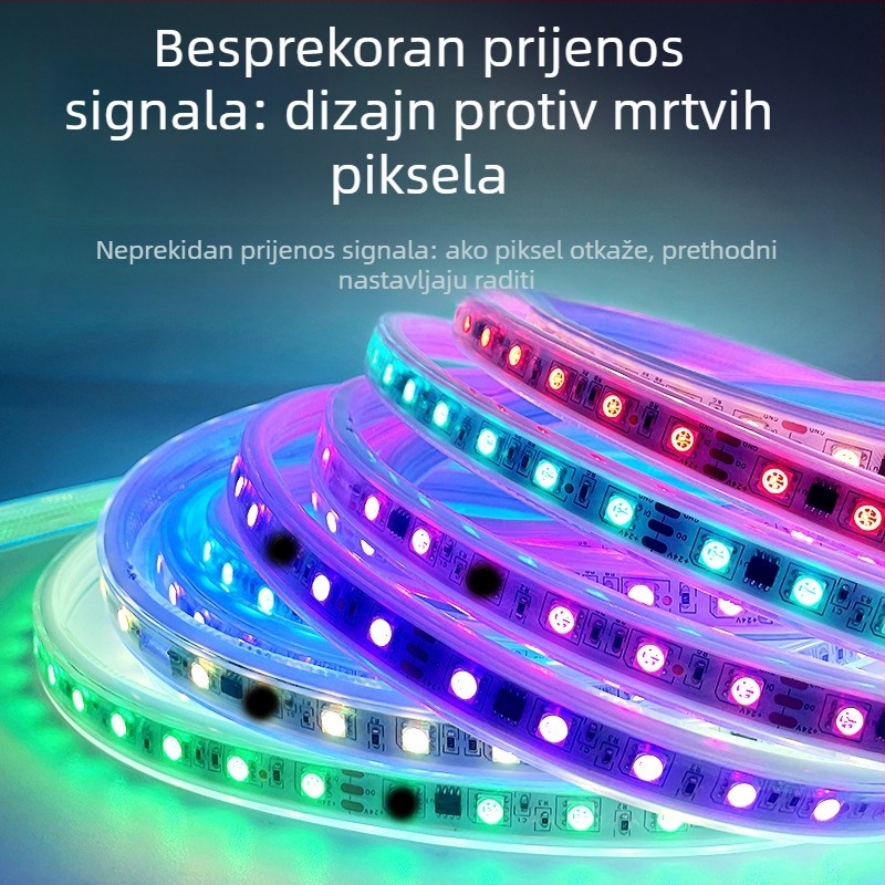 24V RGB LED trak sa silikonskim premazom, programabilan, za vanjsku upotrebu, vodootporan, efekt tekuće svjetlosti, regulacija svjetline