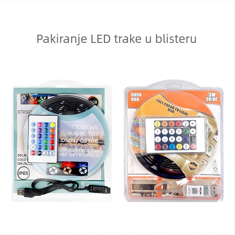 USB Bluetooth RGB LED trakasti set za gaming stol s ambijentalnim osvjetljenjem, 5050 LED, 5V niskog napona, kontrola aplikacijom/IR, 24 tipki za ambijentalno osvjetljenje