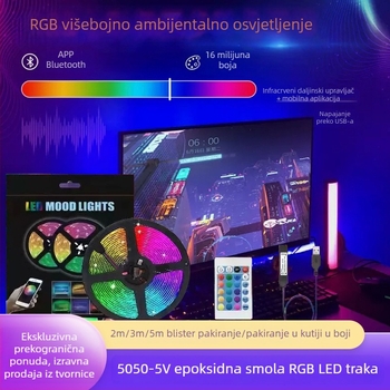 USB RGB LED trake za pozadinsko osvjetljenje igranja, 5V niska napetost, 5050 RGB LED, upravljanje putem aplikacije