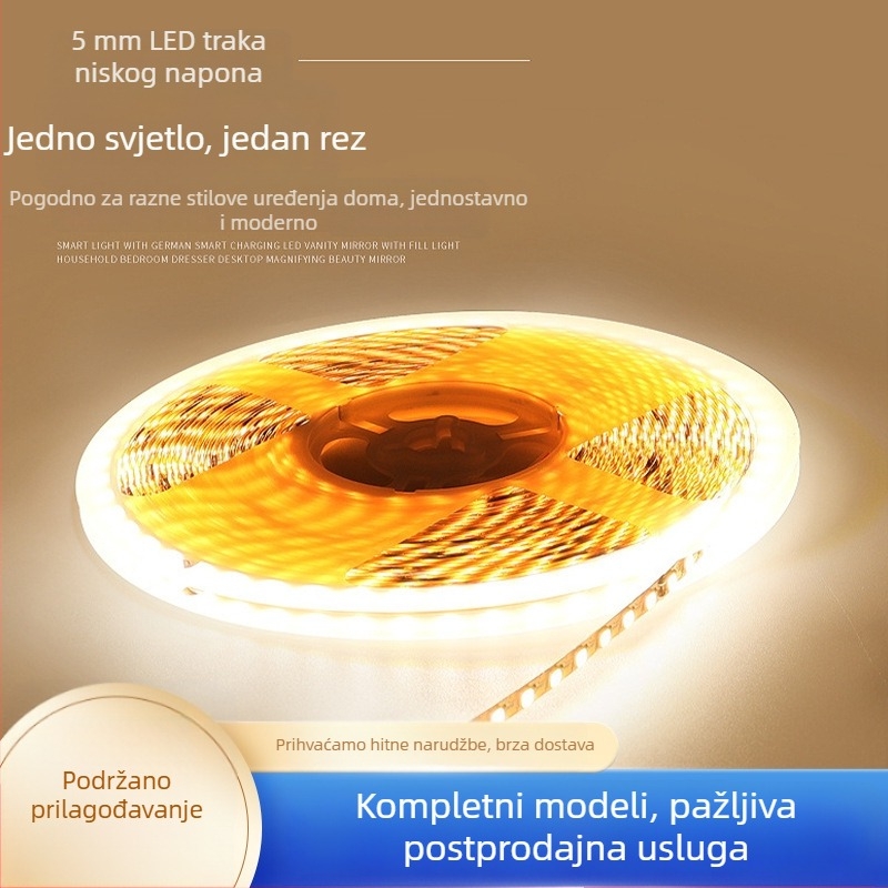 LED trak 12V, 2835, 120 LED, širina 5 mm, samoljepljiv, osvjetljenje stropa i pulta, visoka svjetlost