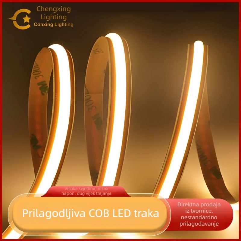 COB LED trak s niskim naponom, monokromatski, dimmabilan, može se rezati na segmente, 12V/24V, širina 5 mm/8 mm, 400 LED, Ra90, unutarnja upotreba