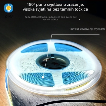 COB LED trak s niskim naponom, jednofarbna za unutarnje osvjetljenje, 24V, 320 LED, širina 8 mm, samoljepljiva, linearno osvjetljenje, CRI 90, s mogućnošću dimmeranja