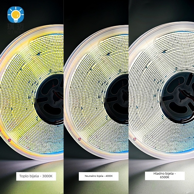 COB LED trak s niskim naponom, jednofarbna za unutarnje osvjetljenje, 24V, 320 LED, širina 8 mm, samoljepljiva, linearno osvjetljenje, CRI 90, s mogućnošću dimmeranja