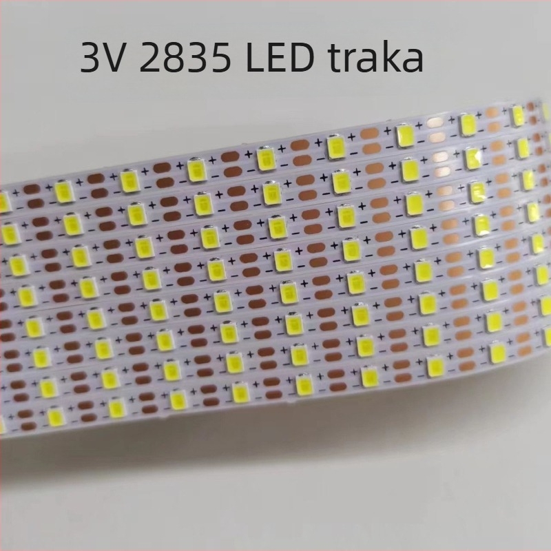 3V LED traka s kućištem za bateriju tipa gumb – unutarnje osvjetljenje, 2835 LED, 60/100/120 LED, 24–26 lm po LED-u, kut snopa 120°, 3–6 W, ručni prekidač, nije vodootporna