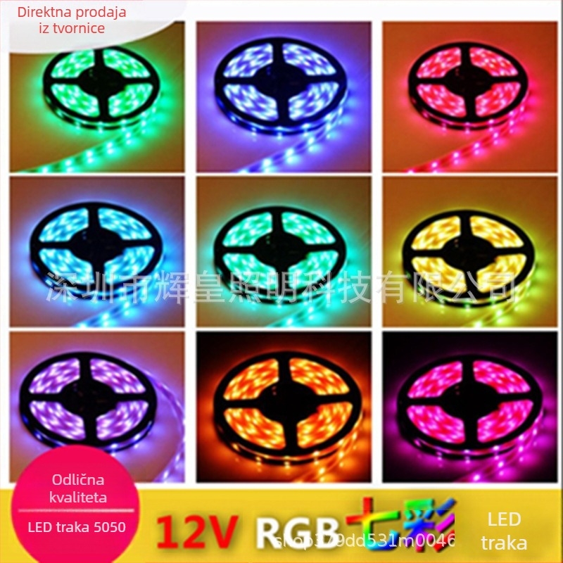 LED trak 12V, 5 m, 60 LED 5050 SMD, fleksibilan, s mogućnošću dimminga, IP65, 180° kut snopa, CRI 80, za dnevni boravak stropno osvjetljenje
