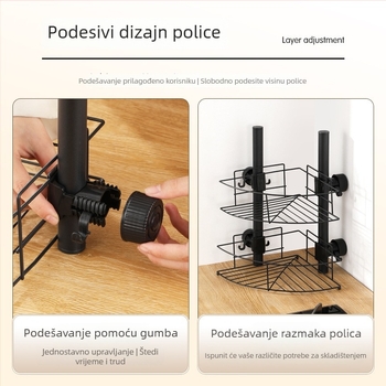 Polukružni stalak za začine u kuhinji, ojačani karbonski čelik, za kuhinjsku radnu ploču