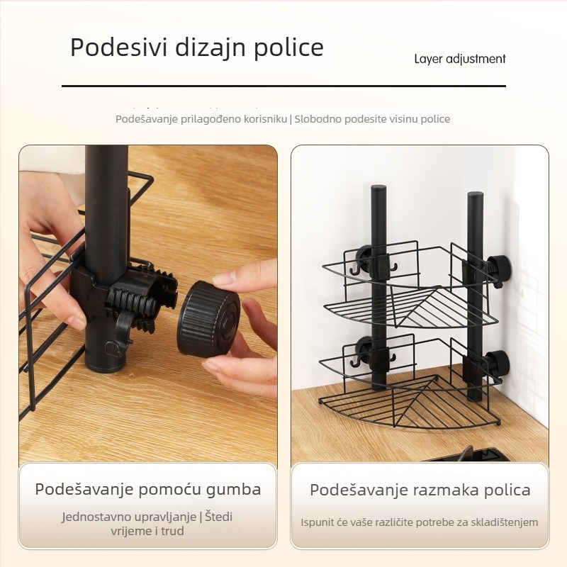 Polukružni stalak za začine u kuhinji, ojačani karbonski čelik, za kuhinjsku radnu ploču