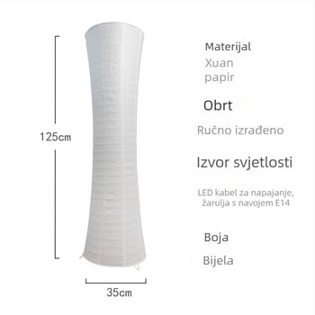 Bijela linearna podna svjetiljka s abažurom od rižinog papira, skandinavski retro-moderan europski minimalistički stil, pogodna za dnevni boravak, spavaću sobu, radnu sobu ili pored kreveta.