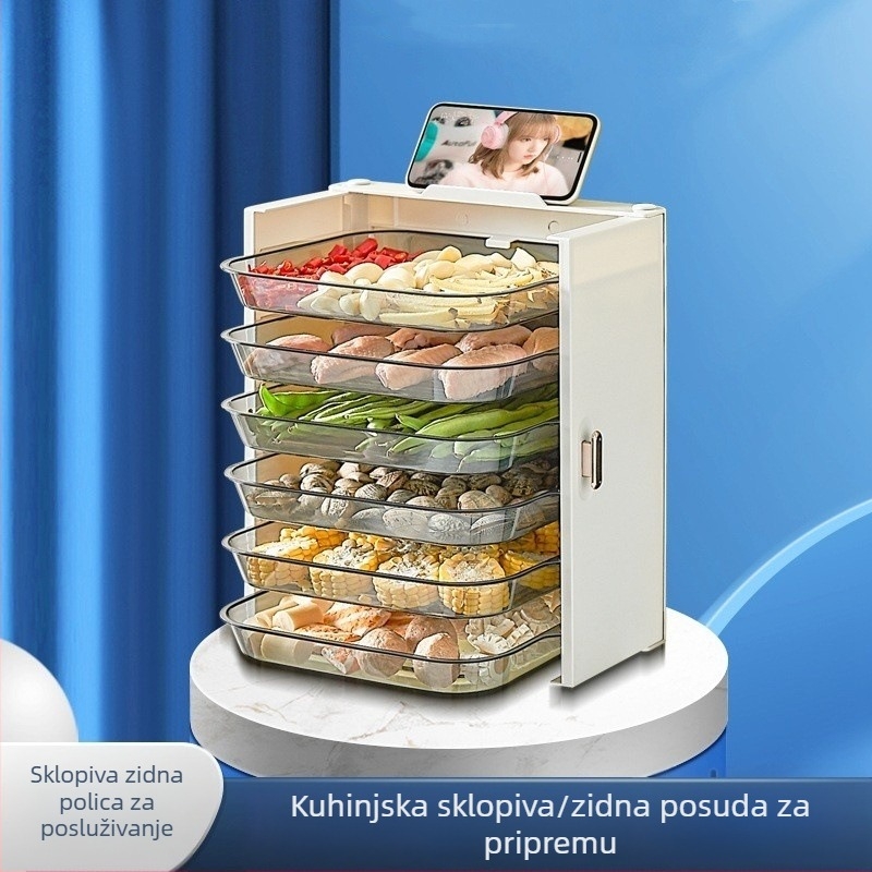 Sklopivi kuhinjski stalak za pripremu s više razina posuda za priloge